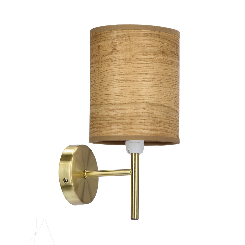 YAN lampa kinkiet patynowy 1x40W E14 abażur orzechowy
