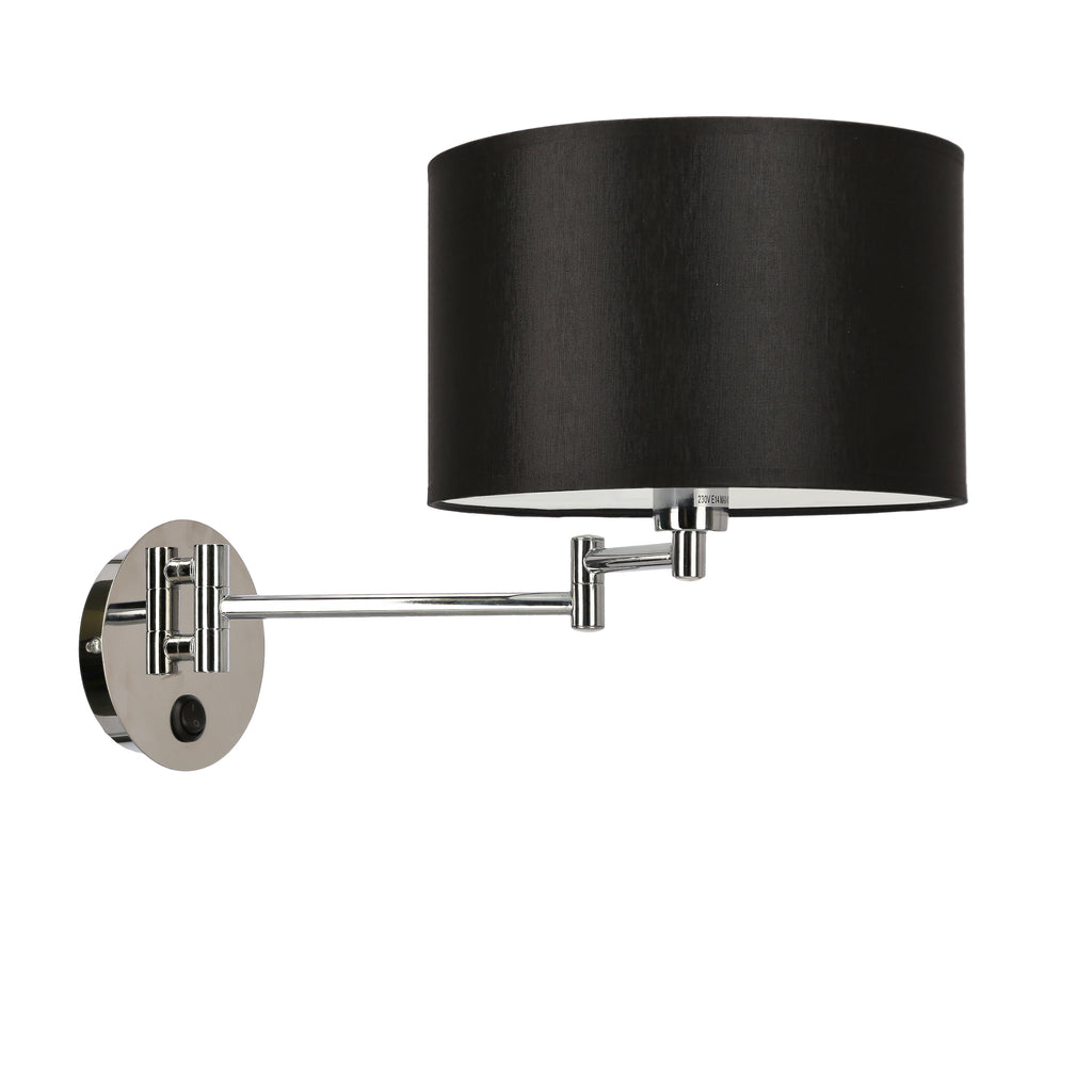 ALEXIA lampa kinkiet chromowy 1x40W E14 abażur czarny