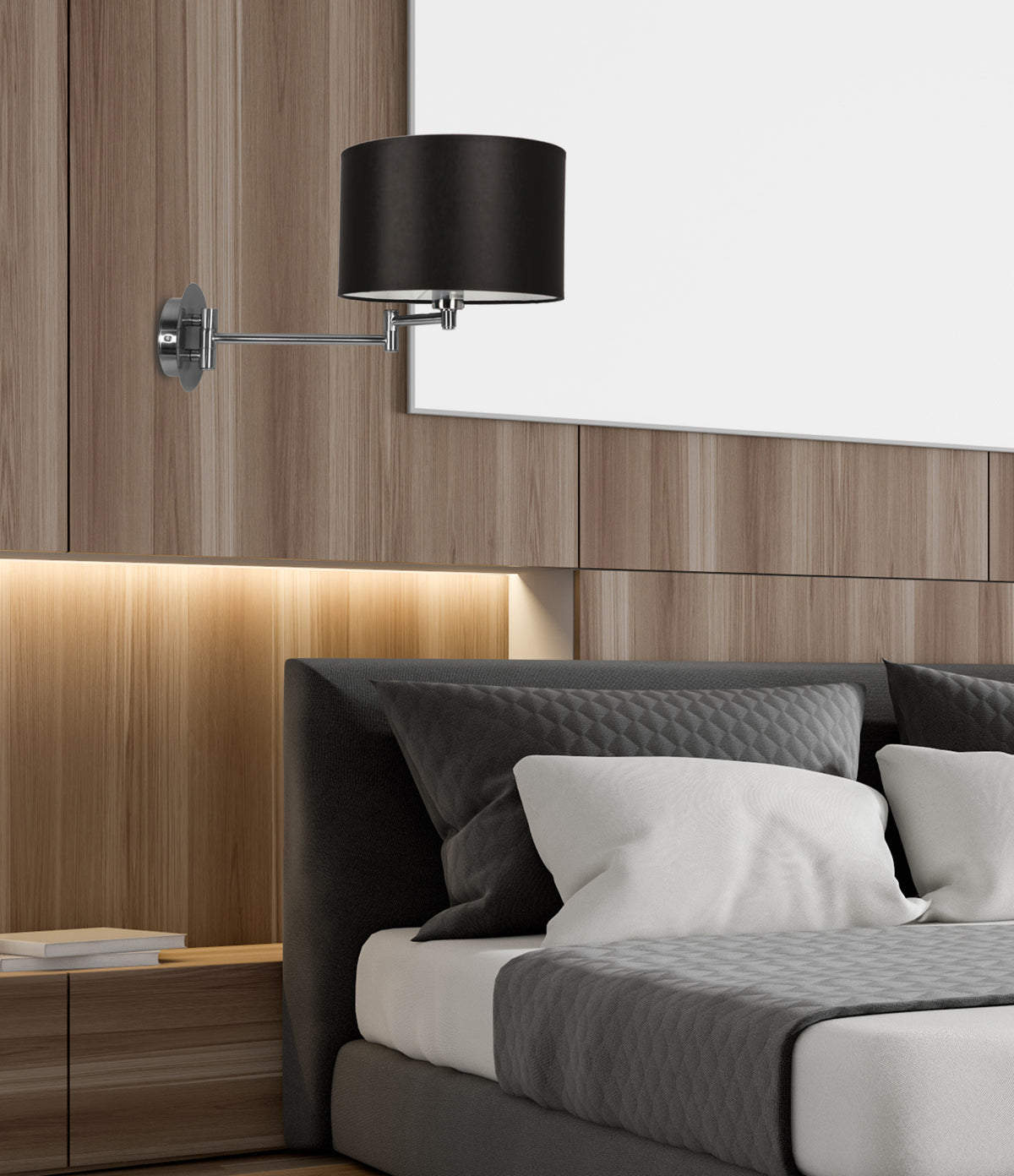 ALEXIA lampa kinkiet chromowy 1x40W E14 abażur czarny