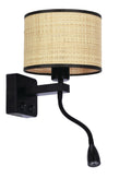 POLO lampa kinkiet czarny 1x40W E27+2W LED abażur beżowy