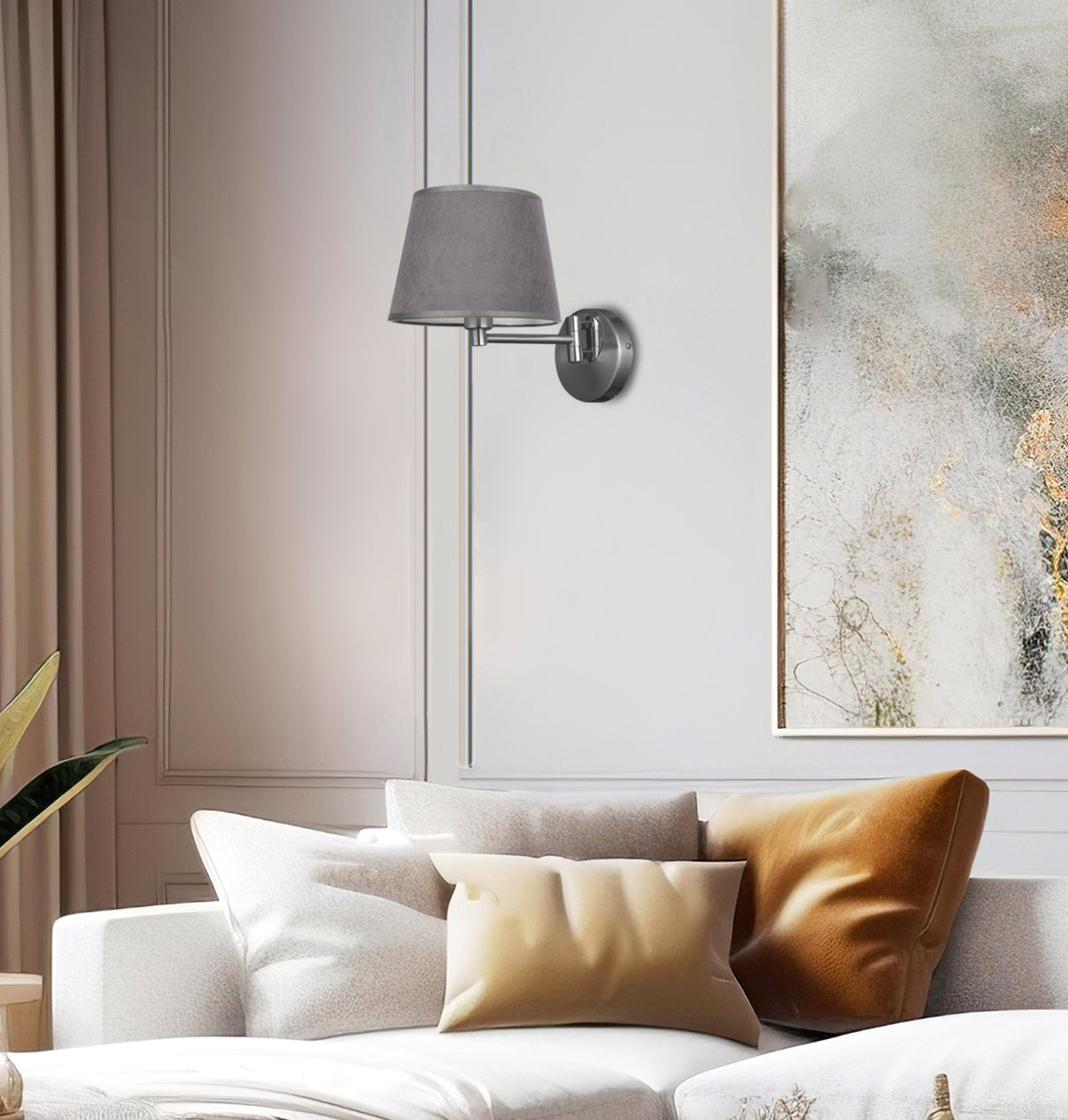 IBIS lampa kinkiet satynowy 1x40W E14 abażur grafitowy