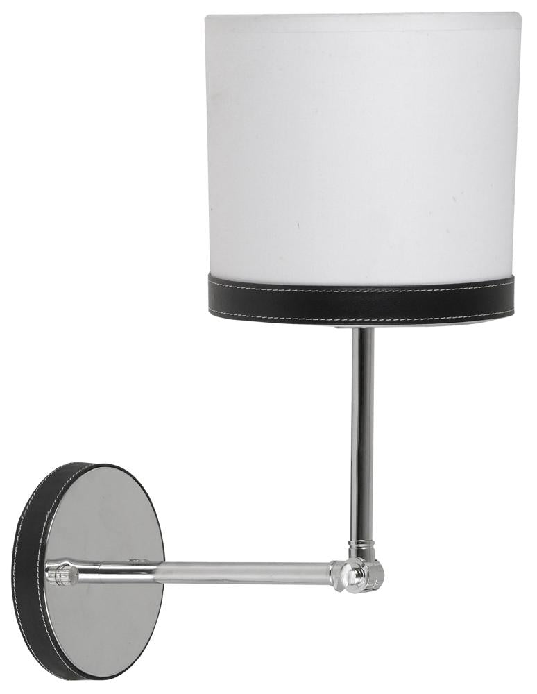 TIDA lampa kinkiet 1x40W E14 chrom/abażur płótno/skóra
