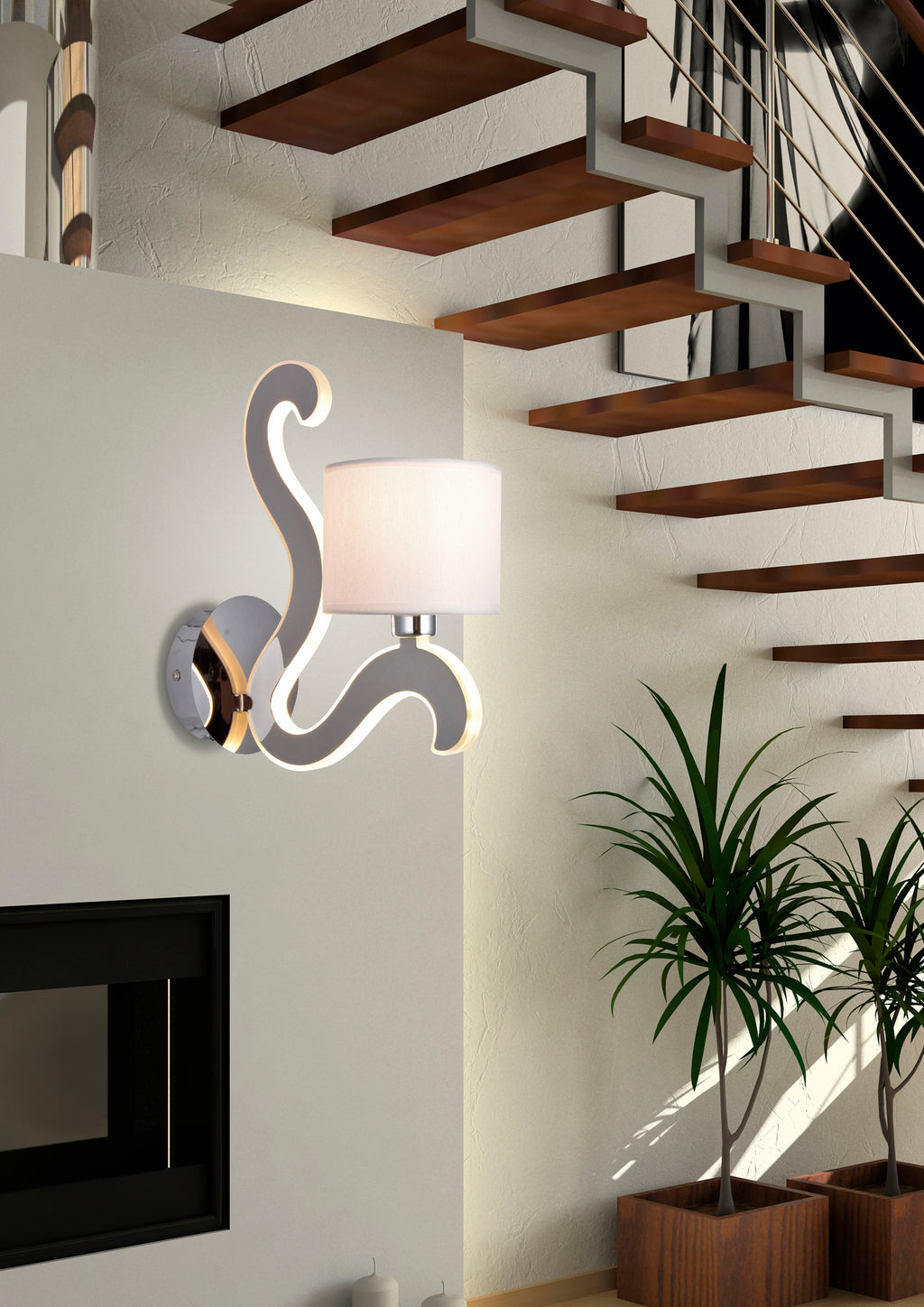 AMBROSIA 1 lampa kinkiet 1x40W E14 + 6W LED chrom