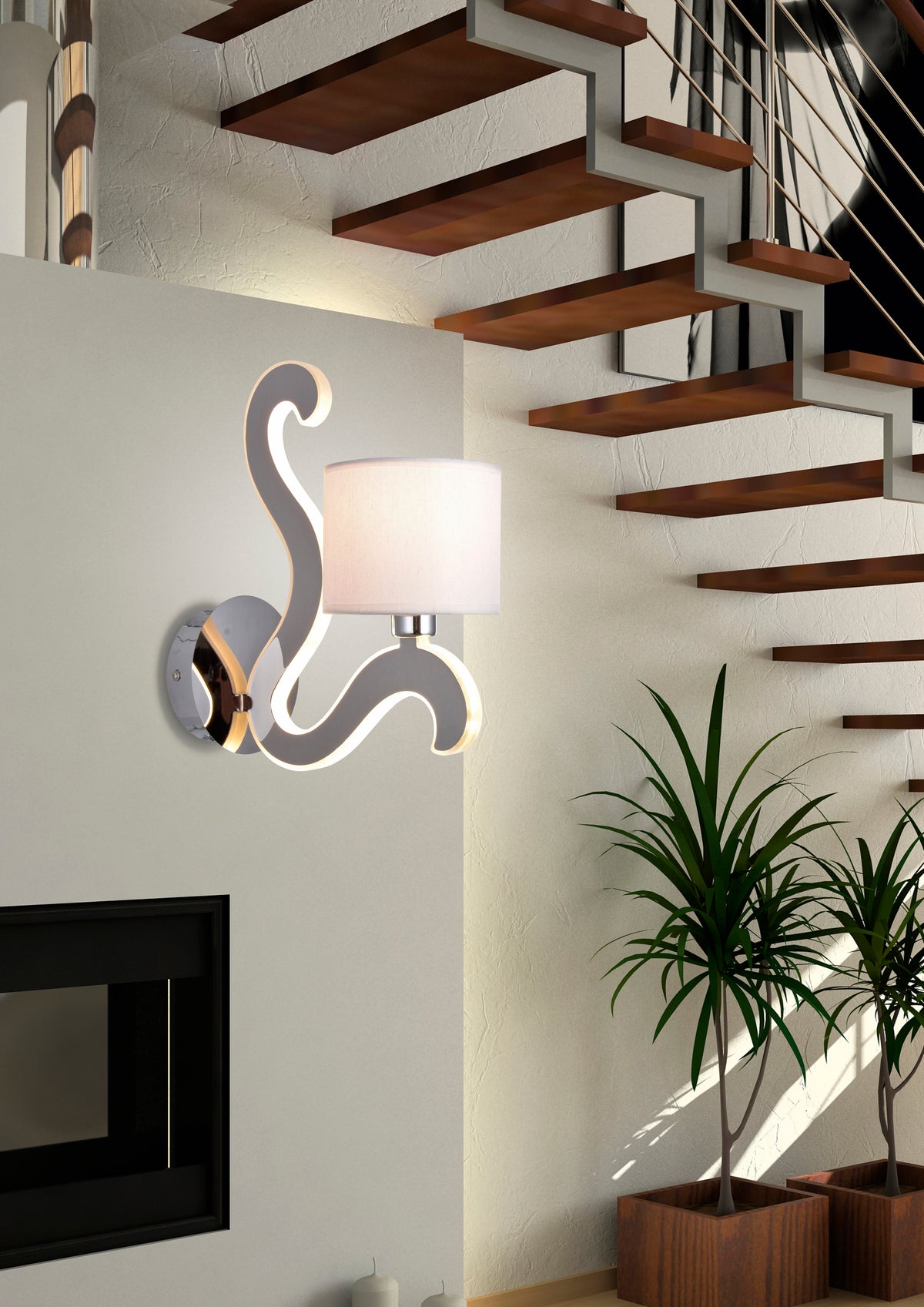 AMBROSIA 1 lampa kinkiet 1x40W E14 + 6W LED chrom