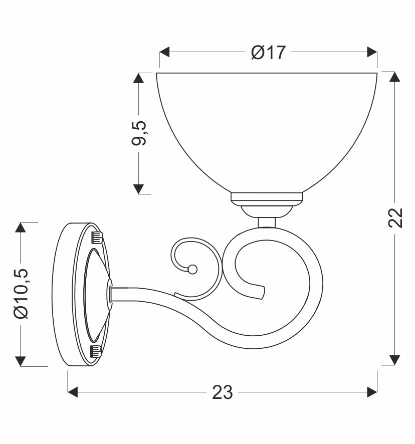 HORIZON lampa ścienna kinkiet 1x40 E27 klosz biały