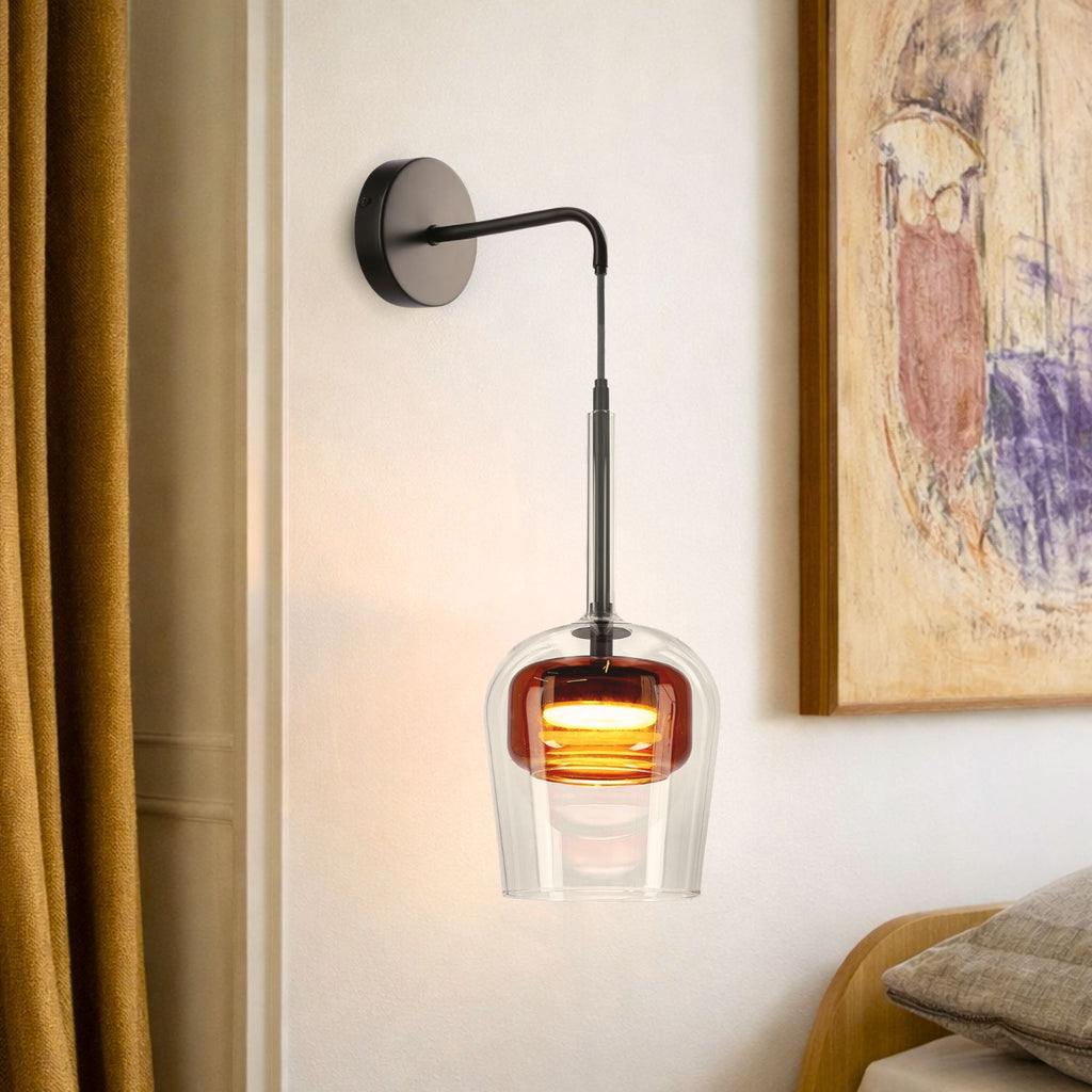 GLAXI lampa kinkiet czarny 1x9W GX53 klosz bezbarwny+brązowy