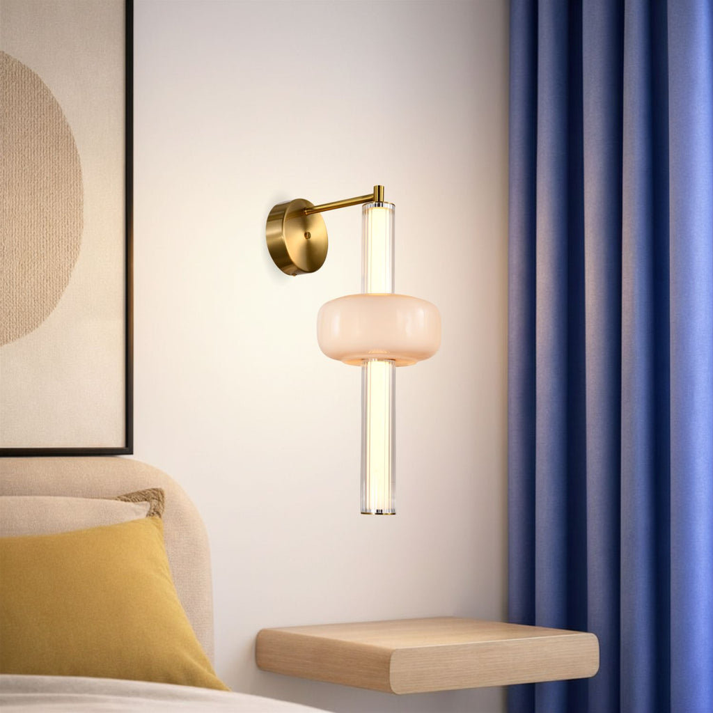 PURAS lampa kinkiet mosiężny 12W LED 3000K klosz bezbarwny+biały