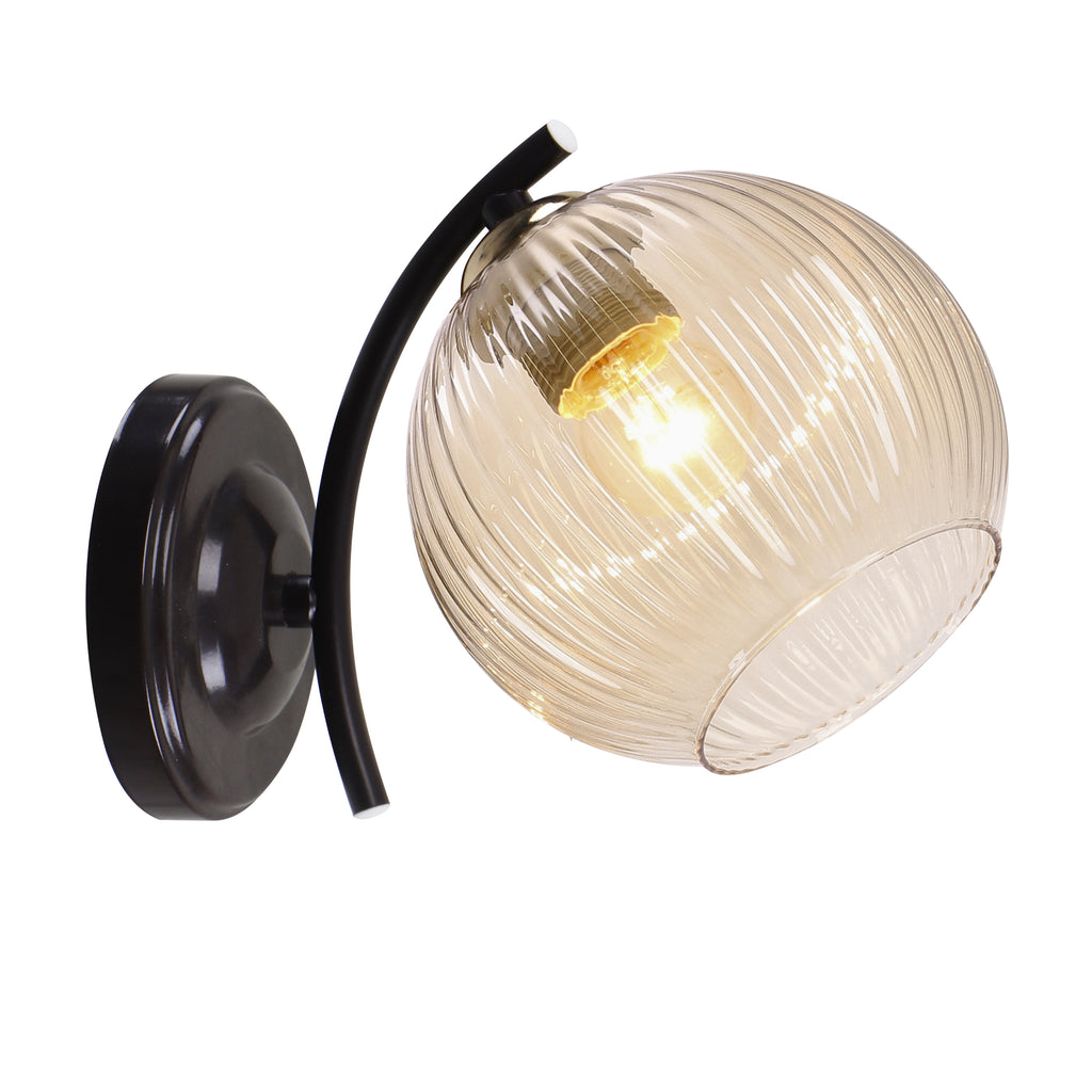 MANON lampa kinkiet brunatny+złoty 1x40W E27 klosz bursztynowy