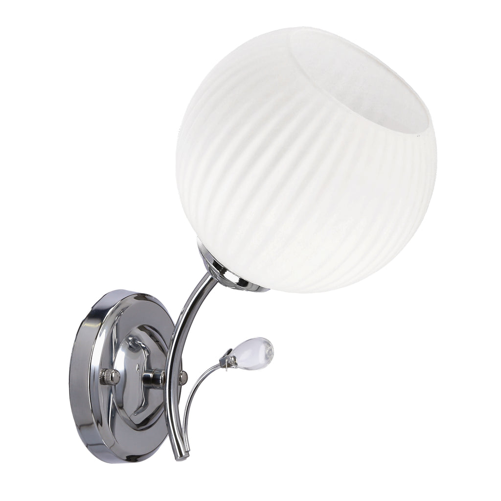 YOKO lampa kinkiet chromowy 1x40W E27 klosz biały