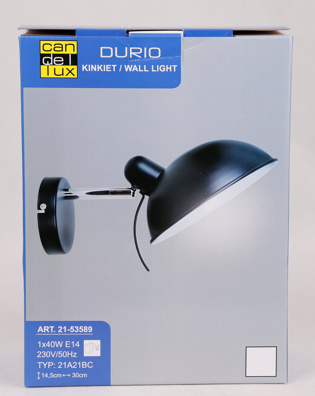 DURIO lampa kinkiet 1x40W E14 czarny