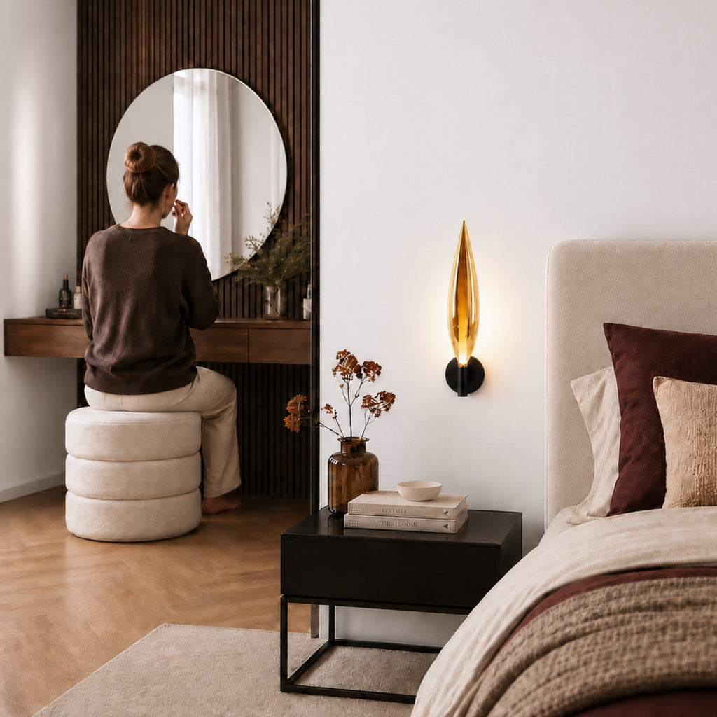 NORDIC lampa kinkiet czarny 1x5W G9 klosz złoty