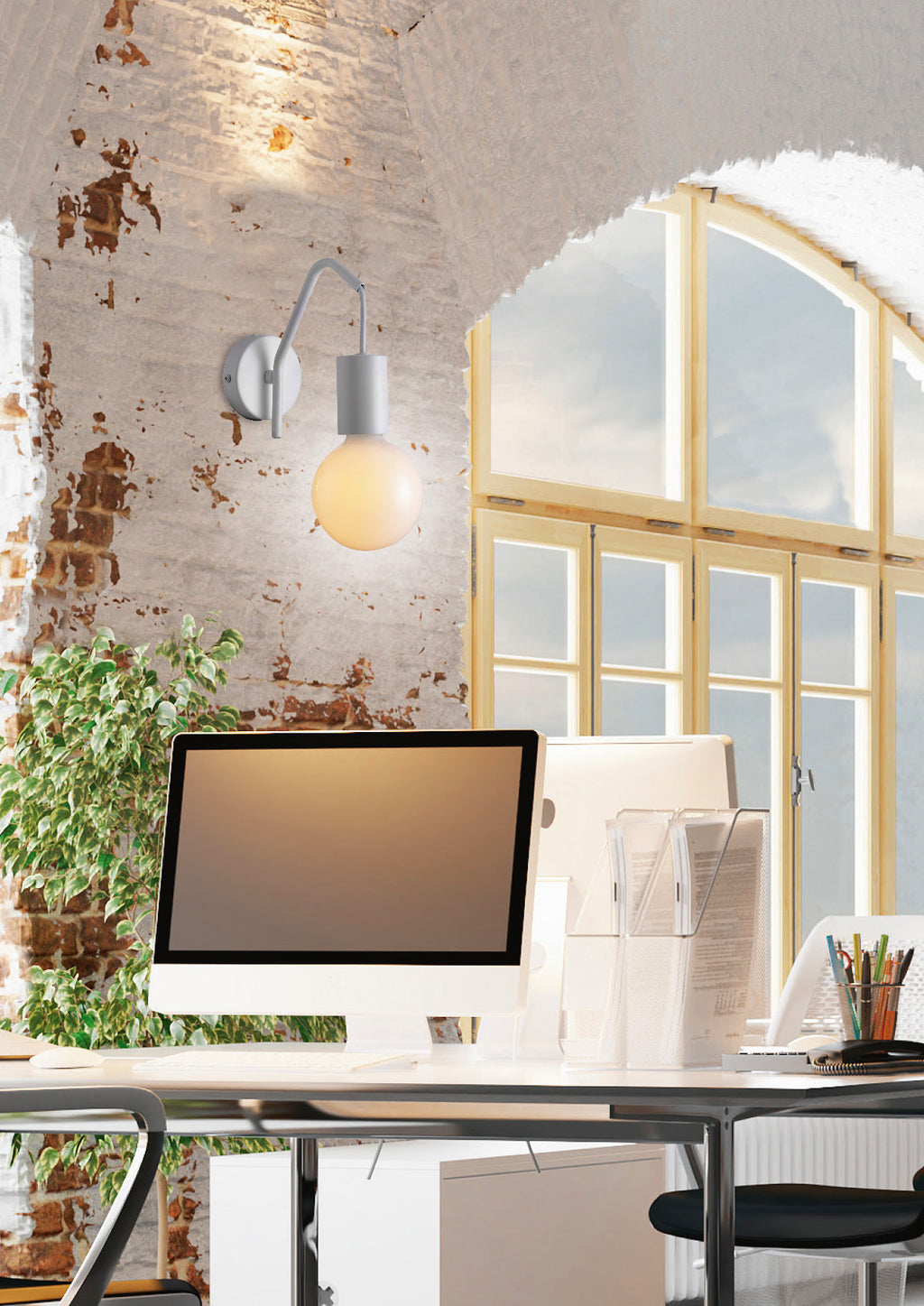 BASSO lampa kinkiet 1x40W E27 biały matowy