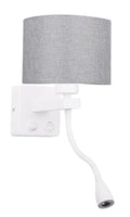 POLO kinkiet 1x40W E27 + 2W LED biały abaż. okrągły szary