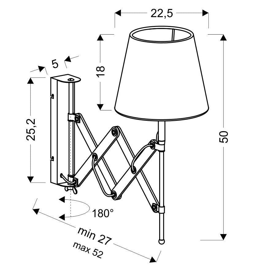 Lampa Kinkiet Mito chrom E27 abażur czarny