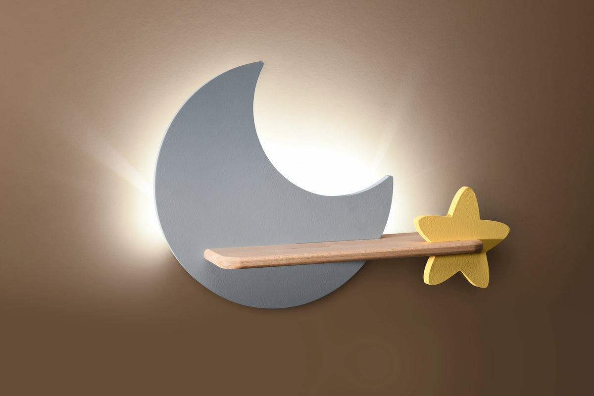 lampa moon kinkiet ścienny 5W LED iq kids szary+złoty
