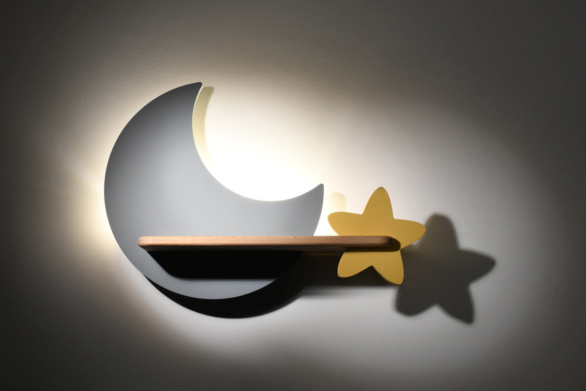 lampa moon kinkiet ścienny 5W LED iq kids szary+złoty
