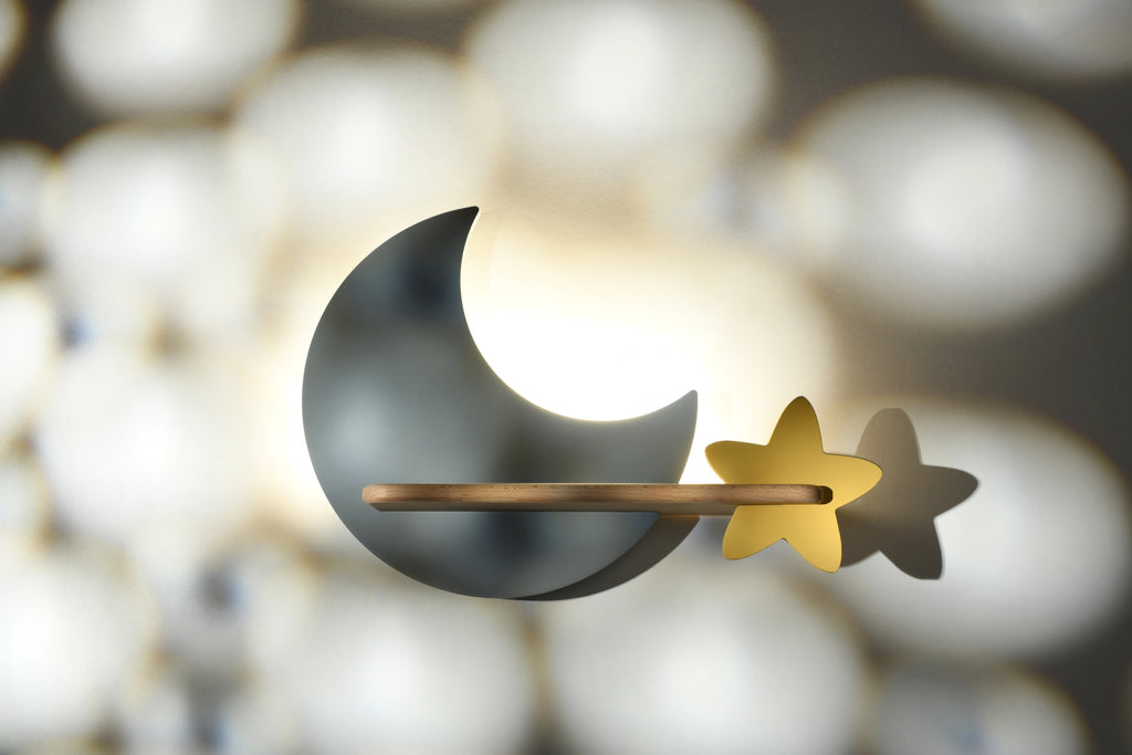 lampa moon kinkiet ścienny 5W LED iq kids szary+złoty