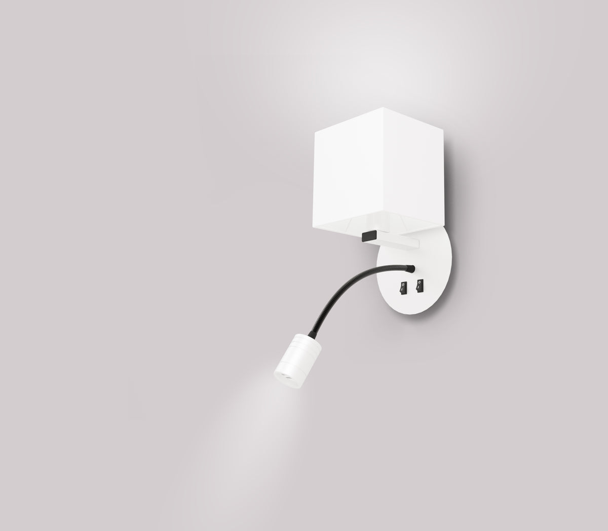 MAGNUM 1 lampa kinkiet okragły 1x40W E27+3W LED abażur kwadrat biały