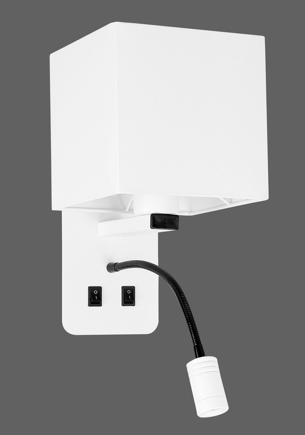 MAGNUM 2 lampa kinkiet prostokątny 1x40W E27+3W LED abażur kwadrat biały