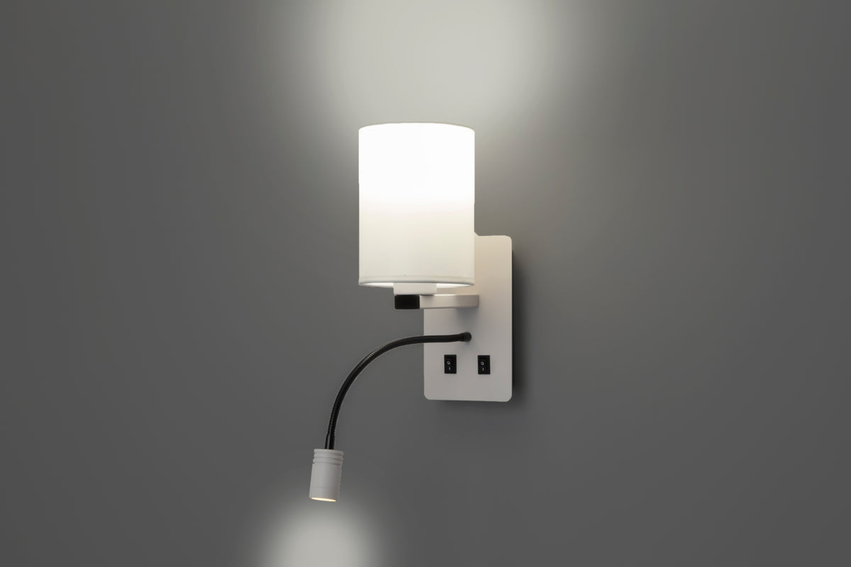 MAGNUM 3 lampa kinkiet prostokątny 1x40W E27+3W LED abażur okrągły biały