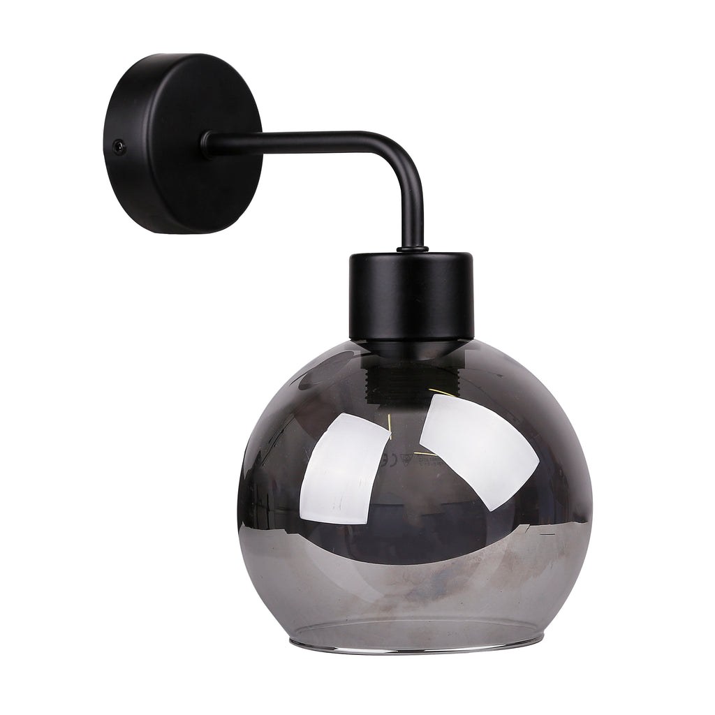LADY lampa kinkiet czarny 1x40W E27 klosz dymiony