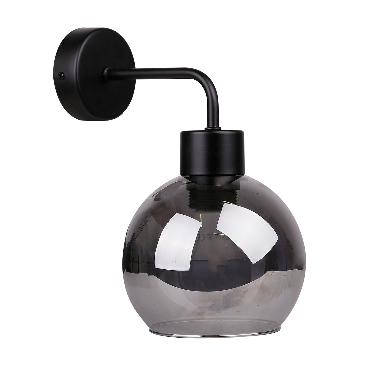 LADY lampa kinkiet czarny 1x40W E27 klosz dymiony