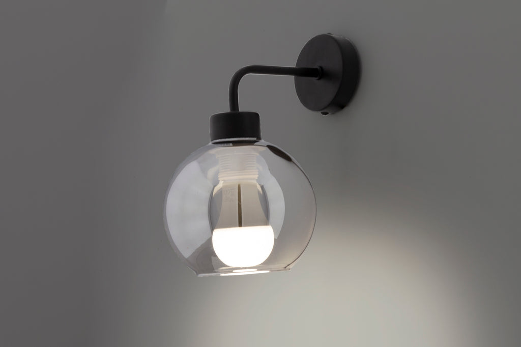 LADY lampa kinkiet czarny 1x40W E27 klosz dymiony