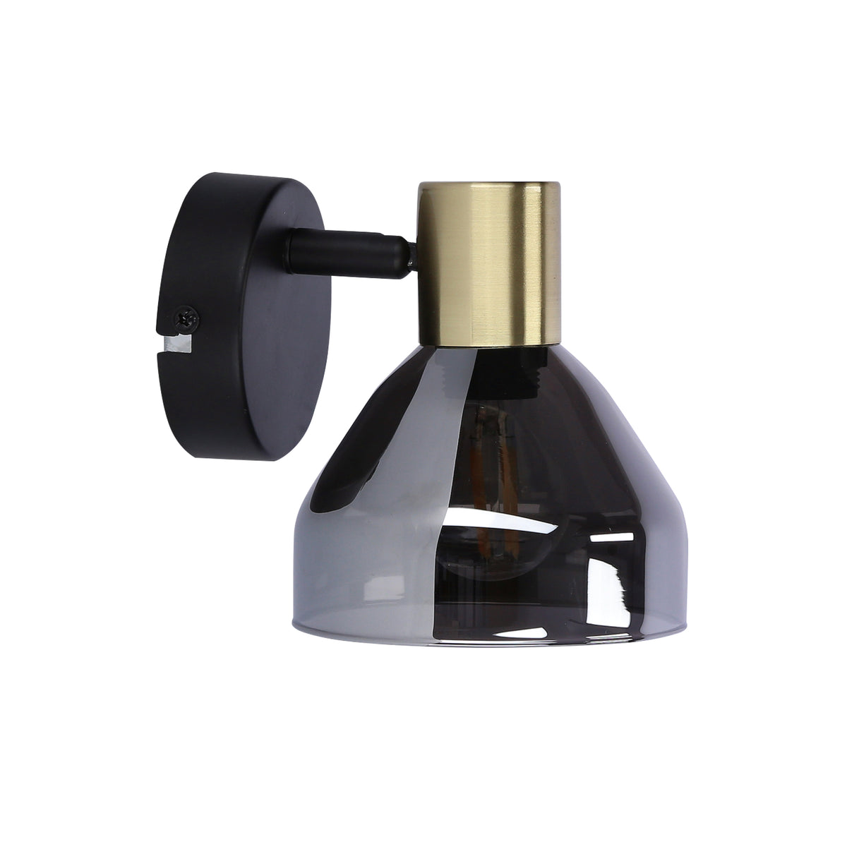 lampa gregory kinkiet czarny brąz 1x40W E14 klosz dymiony