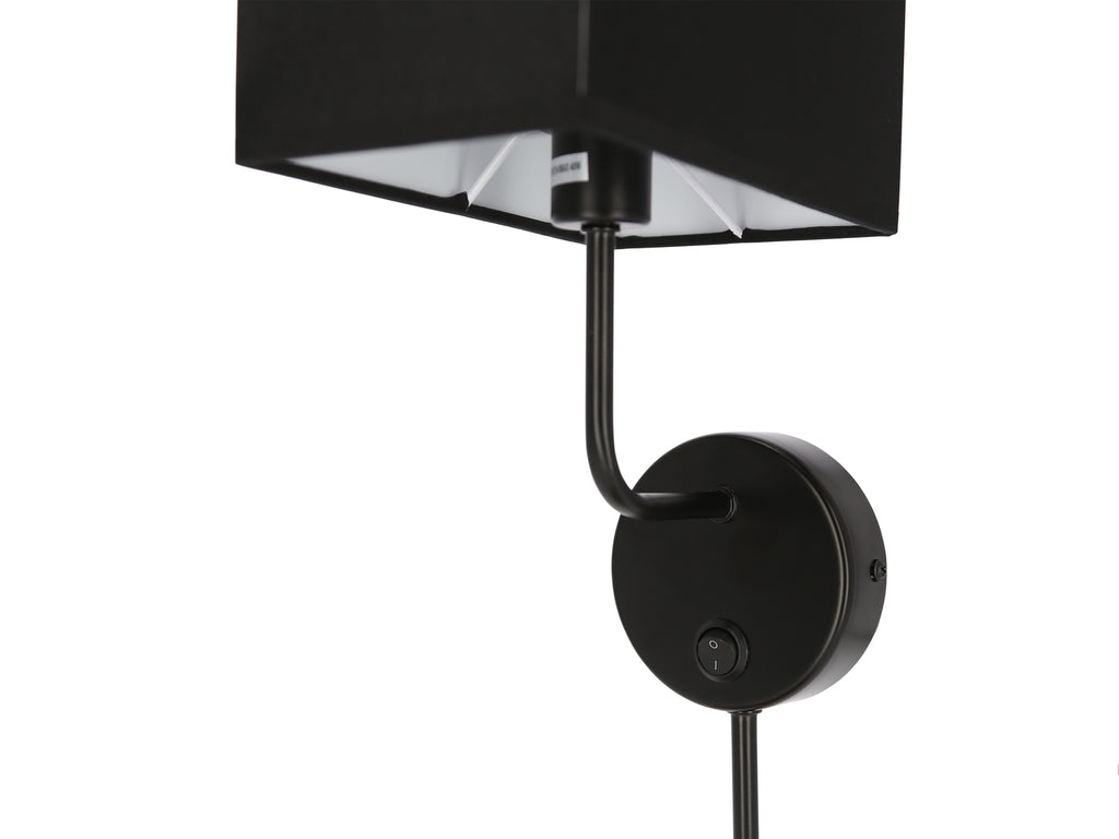 Keto lampa kinkiet czarny 1x40W E14 abażur czarny z włącznikiem