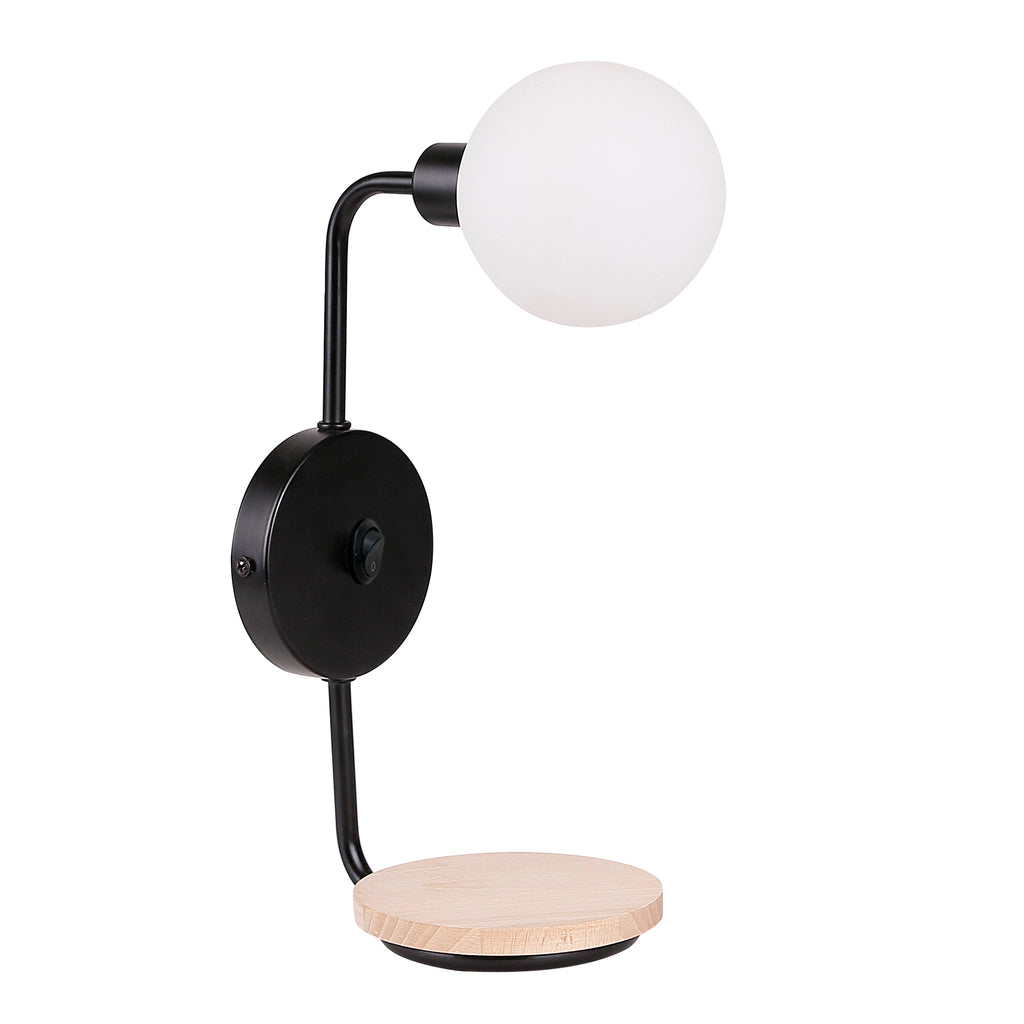 Ponio lampa kinkiet czarny 1x25W G9 klosz biały