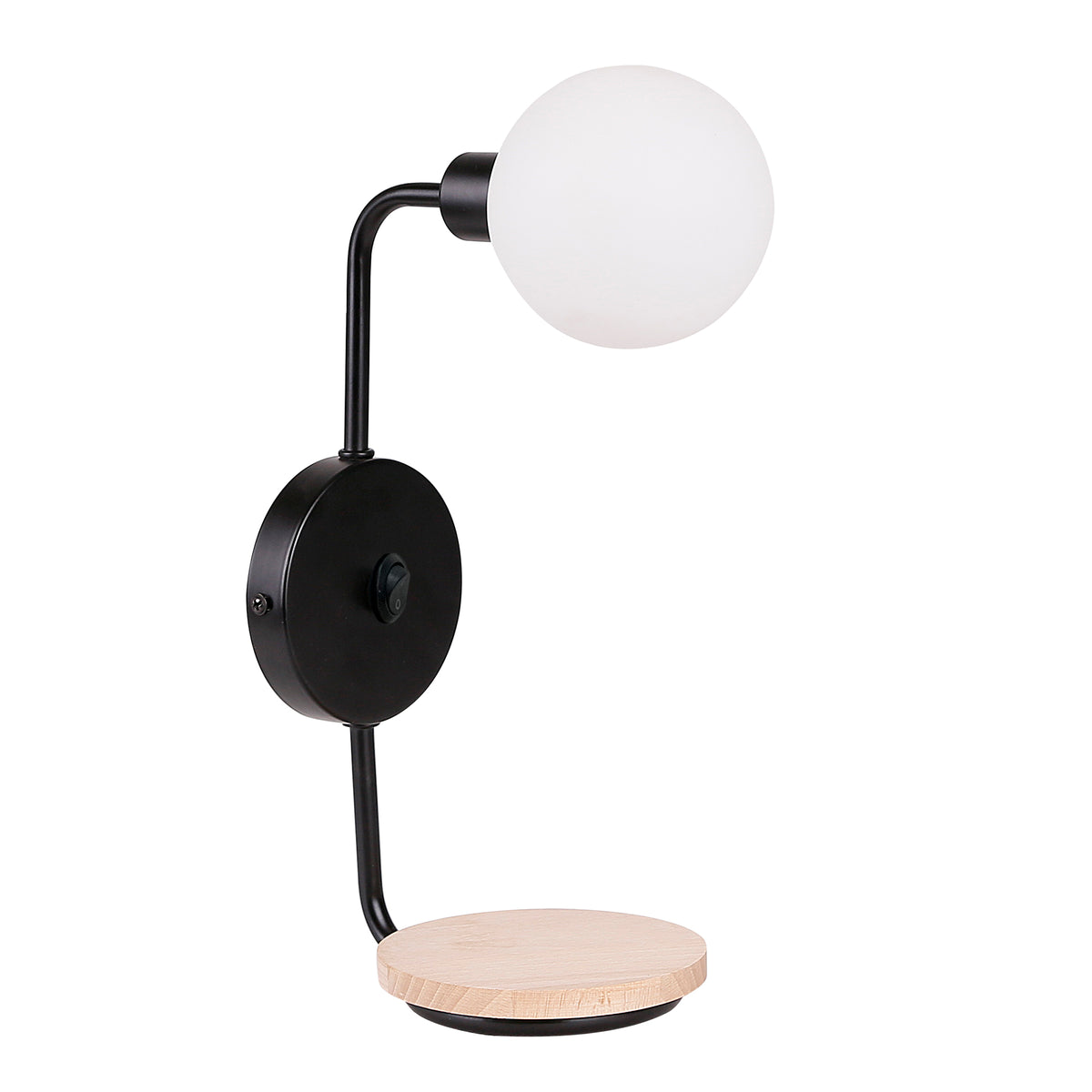Ponio lampa kinkiet czarny 1x25W G9 klosz biały