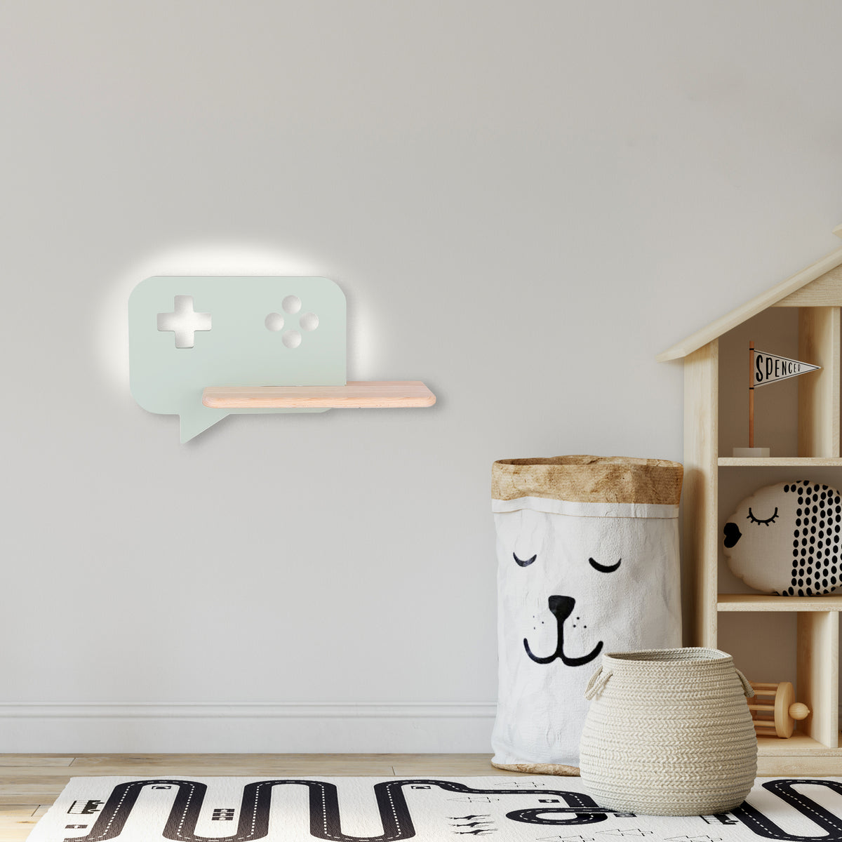 CONSOLE lampa kinkiet ścienny 5W LED iq kids z przewodem z wł. i wtyczką miętowy
