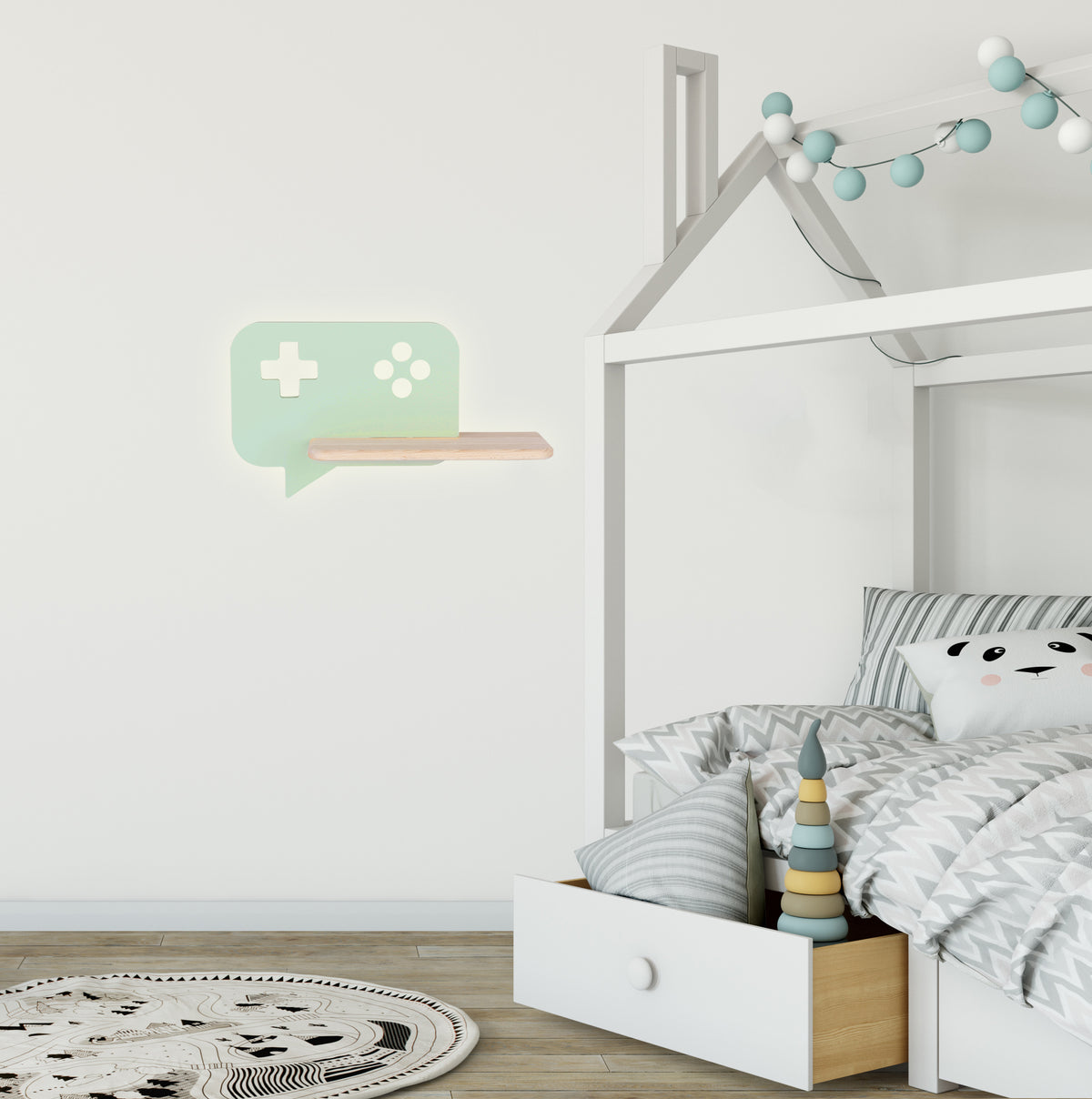 CONSOLE lampa kinkiet ścienny 5W LED iq kids z przewodem z wł. i wtyczką miętowy