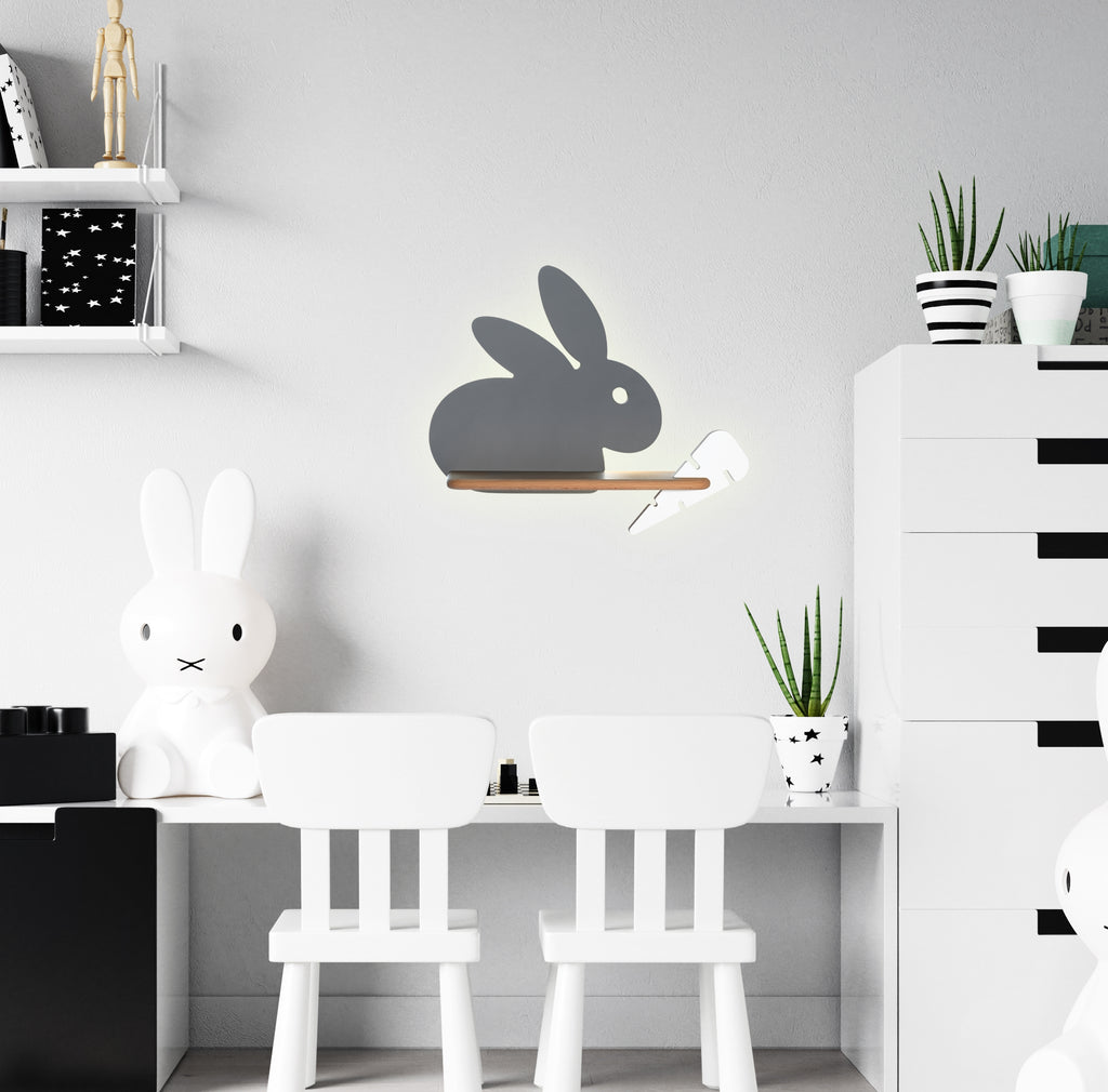 Rabbit lampa kinkiet 4W LED 4000k iq kids szary+biały