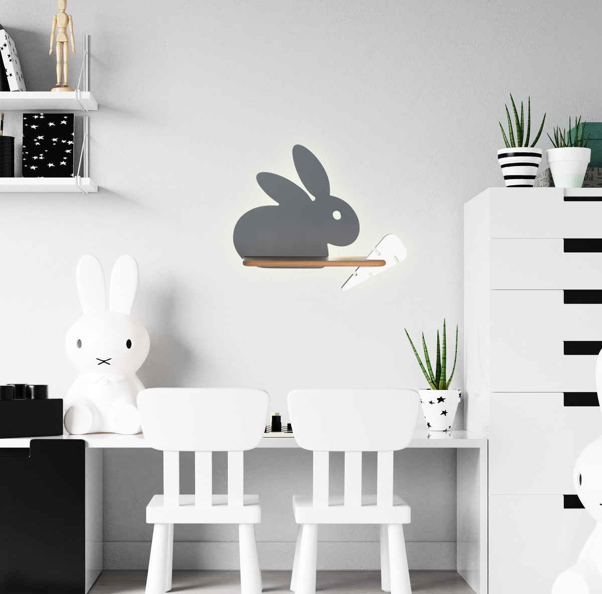 Rabbit lampa kinkiet 4W LED 4000k iq kids szary+biały