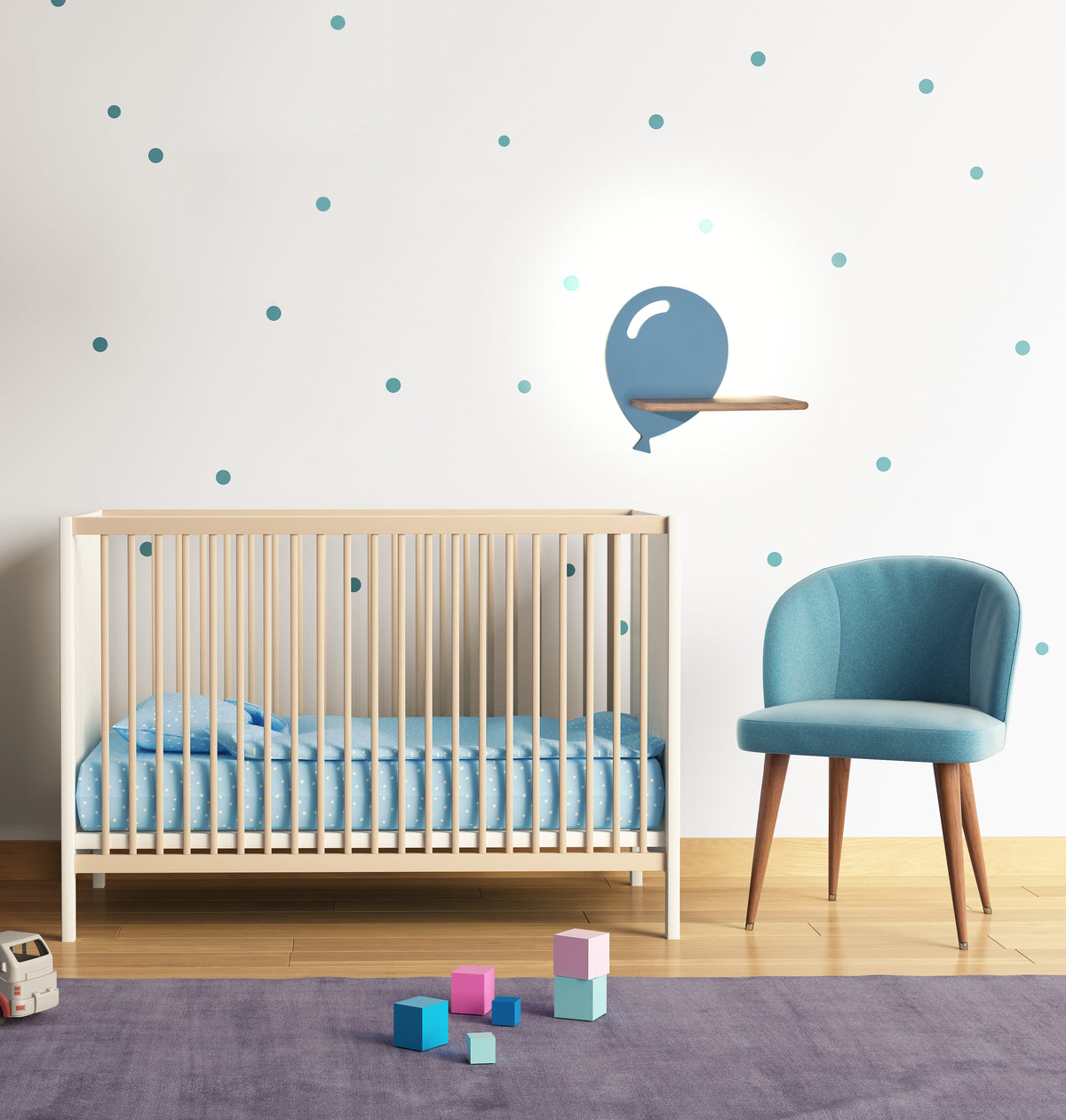 Balloon lampa kinkiet 4W LED 4000k z otworem iq kids niebieski