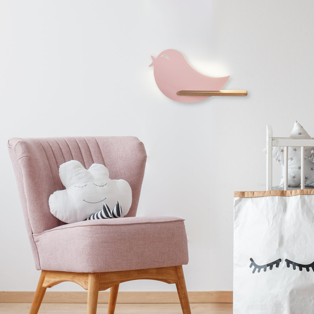 BIRD lampa kinkiet 5W LED 4000k iq kids z przewodem z wł. i wtyczką różowy