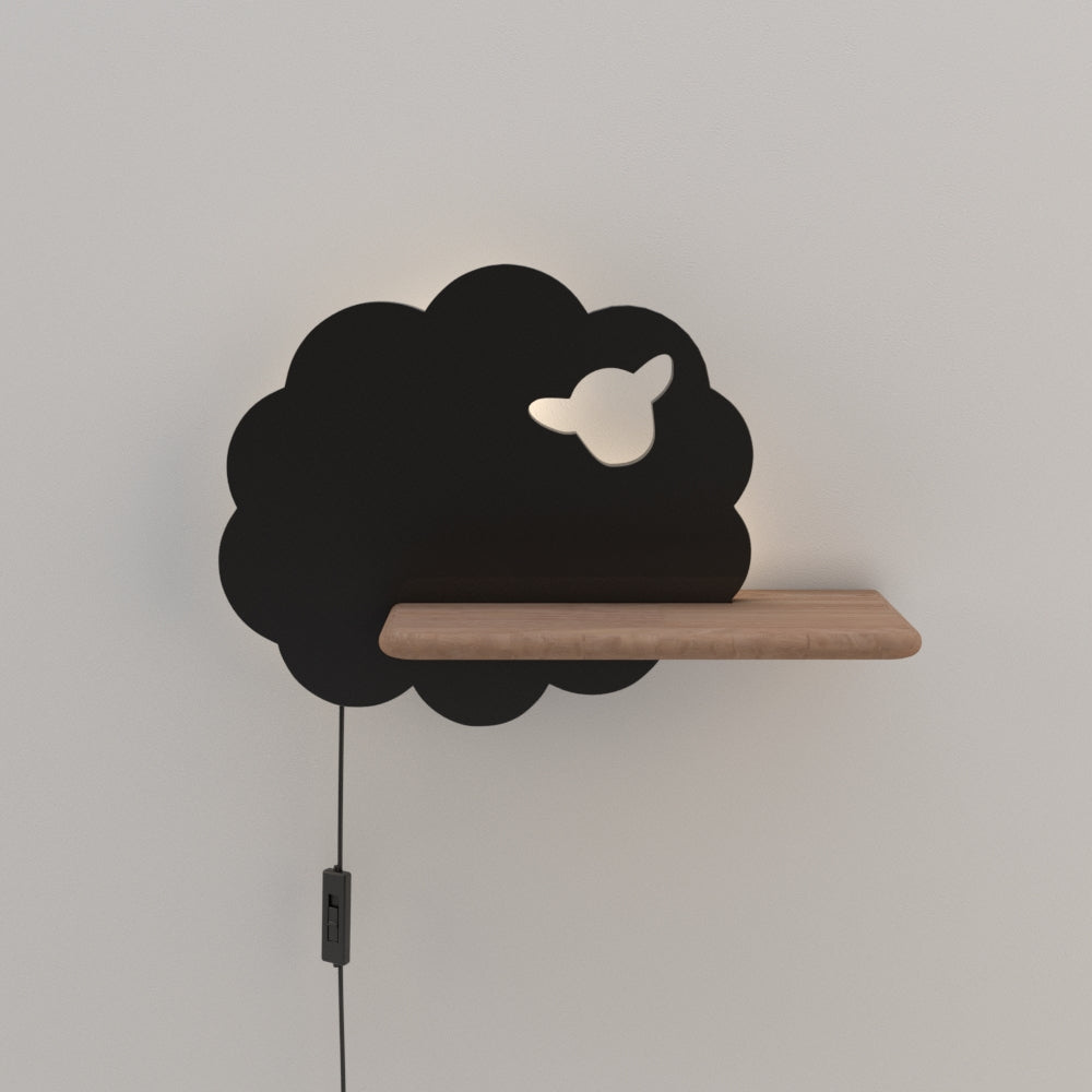 SHEEP lampa kinkiet 5W LED 4000k iq kids z przewodem z wł. i wtyczką czarny