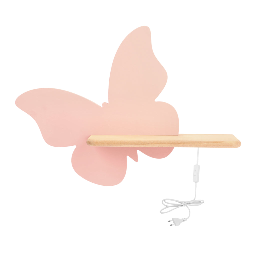 BUTTERFLY lampa kinkiet LED 4000k iq kids z przewodem z wł. i wtyczką różowy
