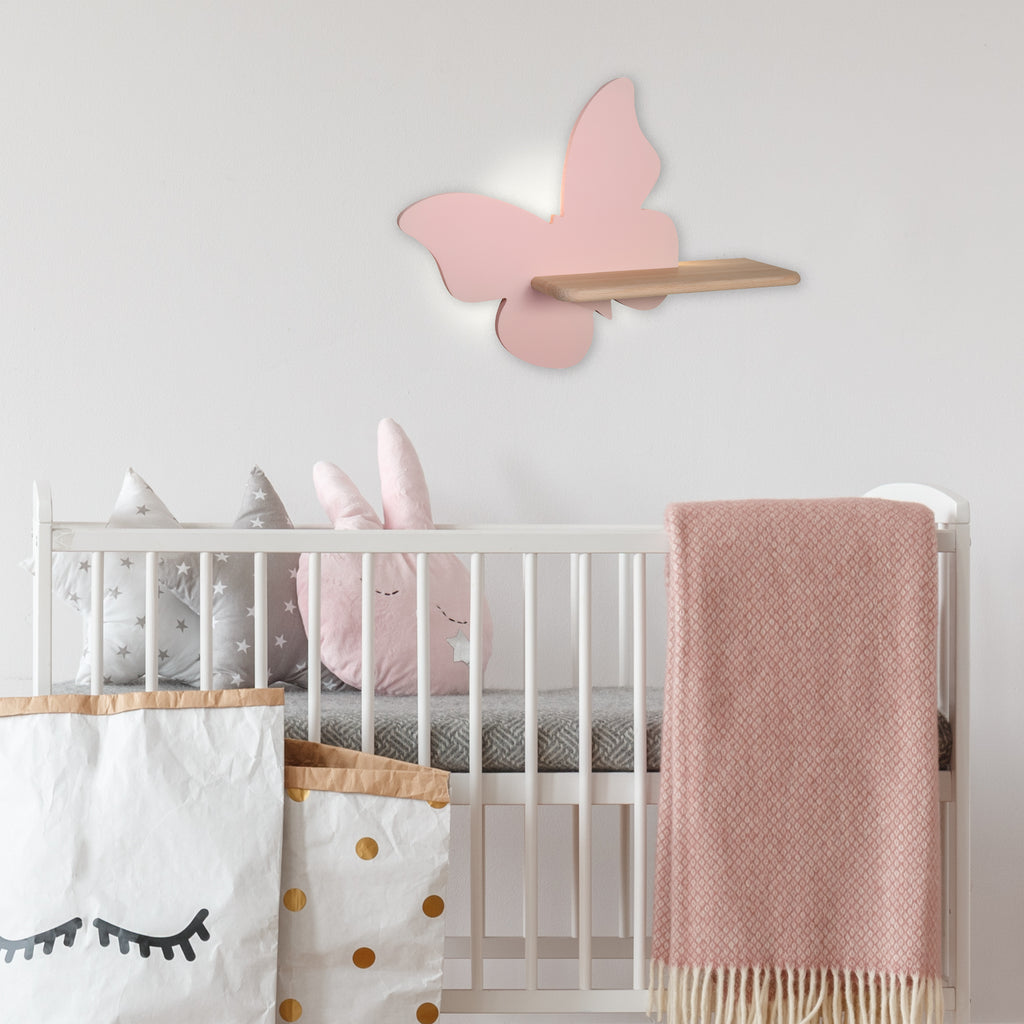 BUTTERFLY lampa kinkiet LED 4000k iq kids z przewodem z wł. i wtyczką różowy