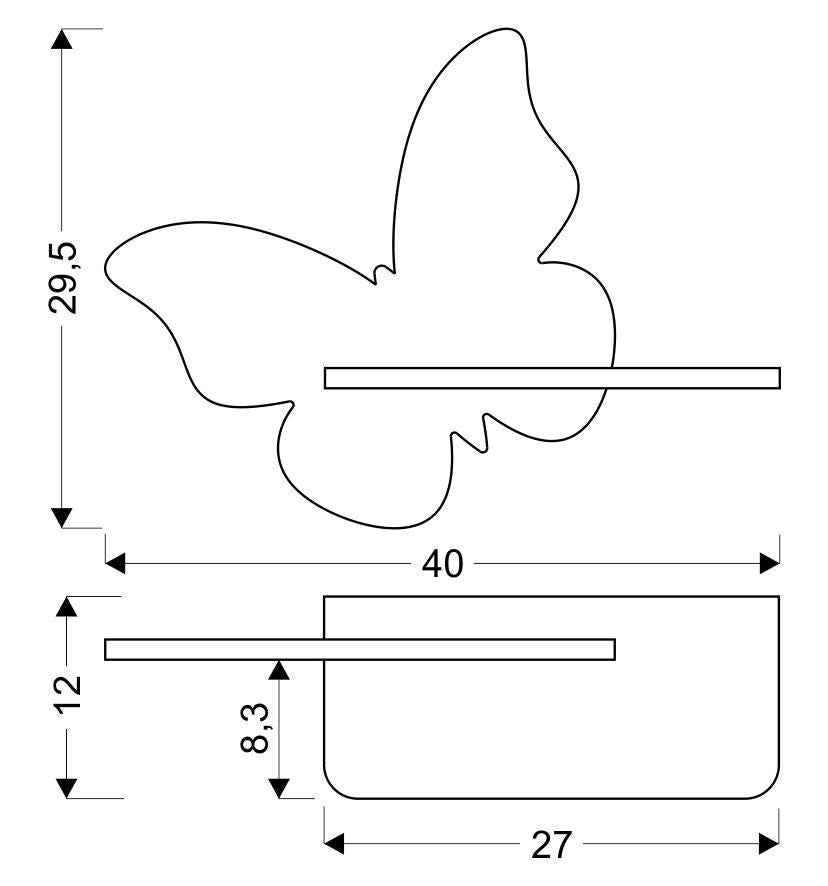 BUTTERFLY lampa kinkiet LED 4000k iq kids z przewodem z wł. i wtyczką różowy