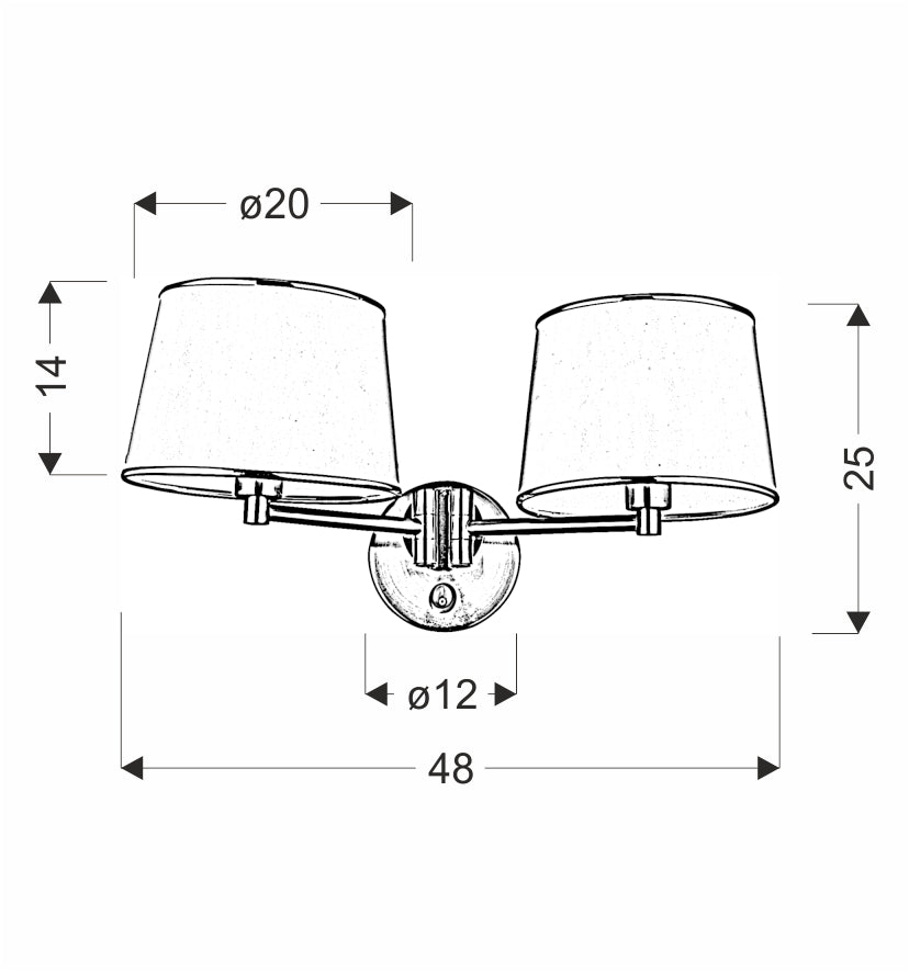 IBIS lampa kinkiet 2x40W E14 satyna