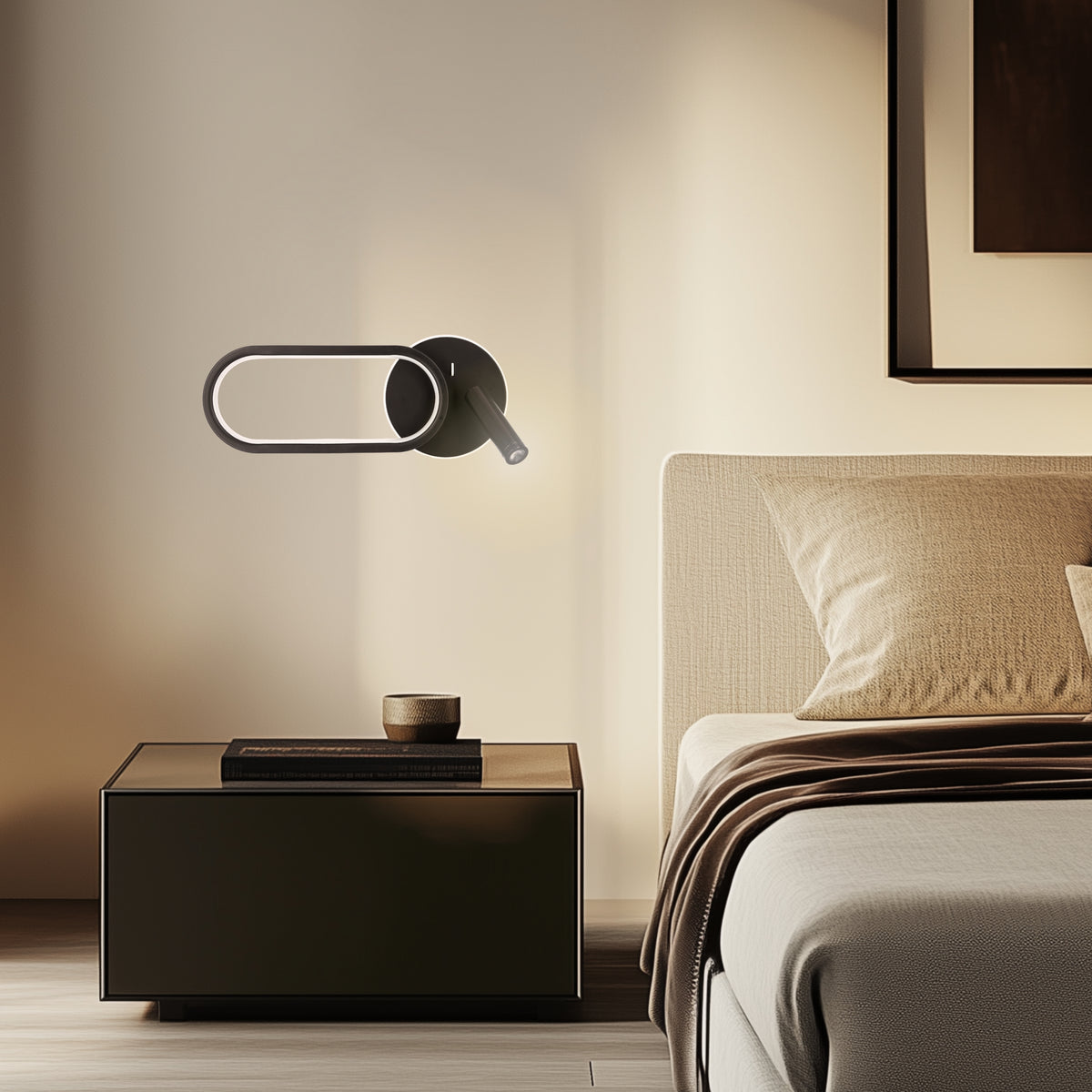 MONET lampa kinkiet owal czarny 13W LED 3000K, 4000K, 6000K klosz biały