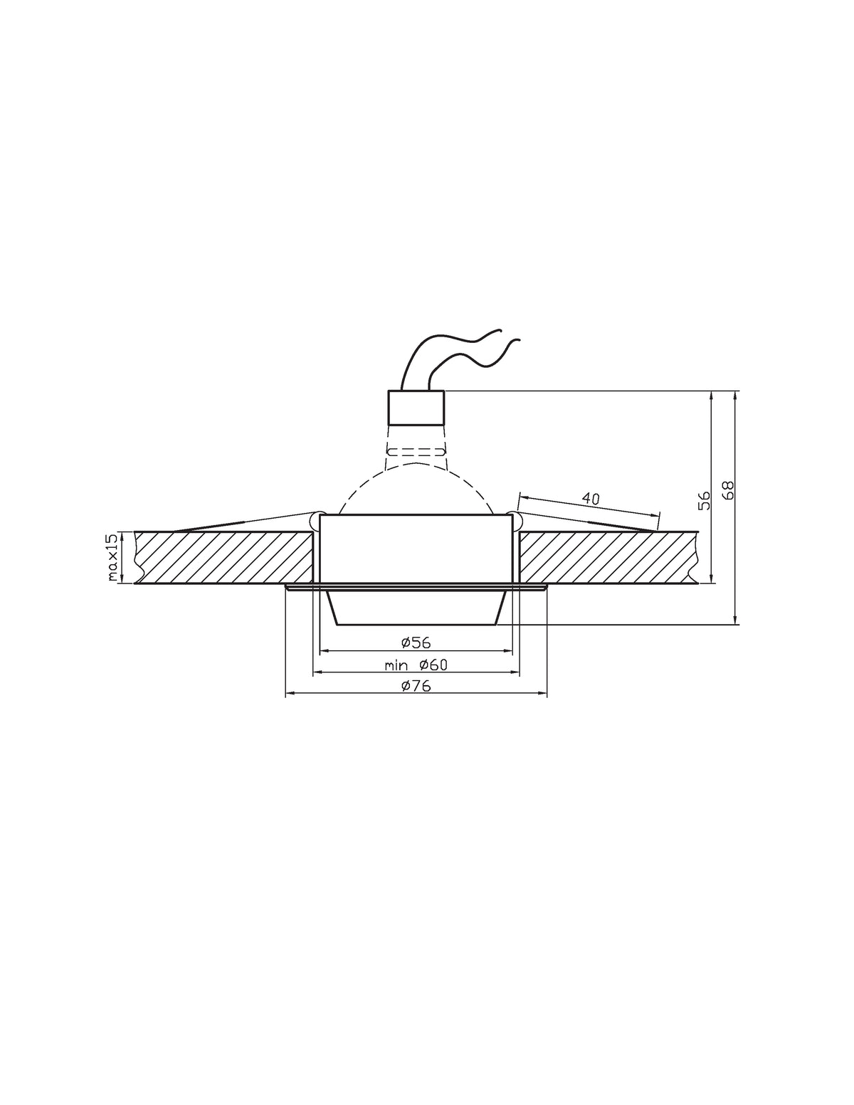 SA-02 STB/AL MR16 SAT CZARNY OPR. STROP STAŁA ALUMINIUM