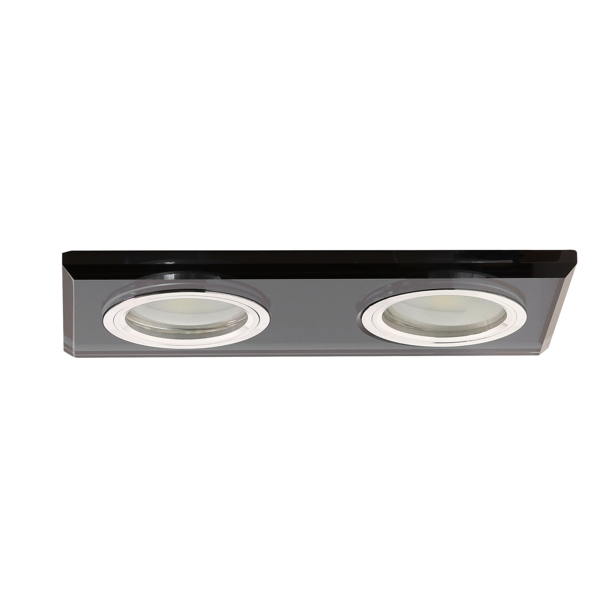 SS-21 CH/BK MR16 DUAL 2X50W CHROM OPR. STROP. STAŁA PROSTOKĄT SZKŁO CZARNE