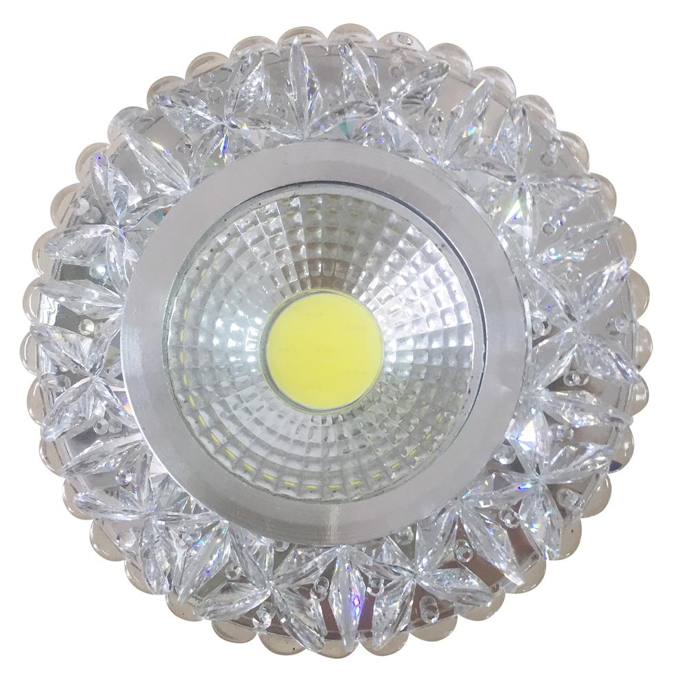 oprawa stropowa stała okrągła sak-03 al/tr 5W LED cob 230v szkło akrylowe bezbar