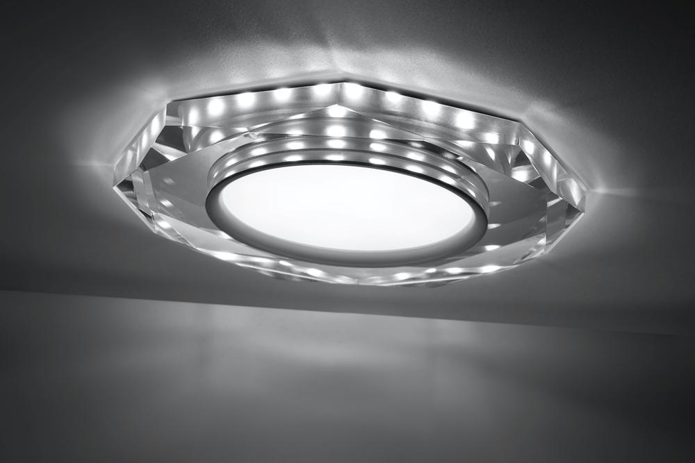 SSP-24 CH/TR+WH 8W LED 230V RING LED BIAŁY oczko sufitowe lampa sufitow OŚMIOKĄTNA SZKŁO TRANSPARENTNE
