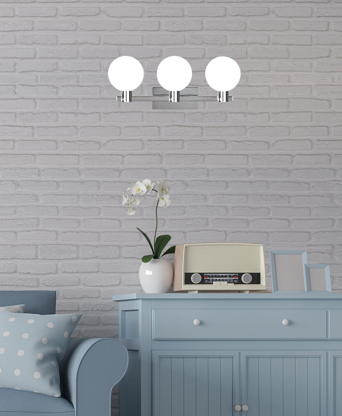 Maldus lampa kinkiet chromowy 3x40W G9 klosz biały