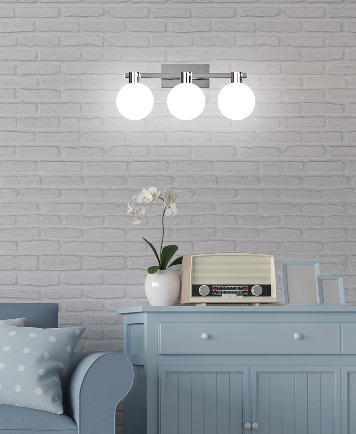 Maldus lampa kinkiet chromowy 3x40W G9 klosz biały