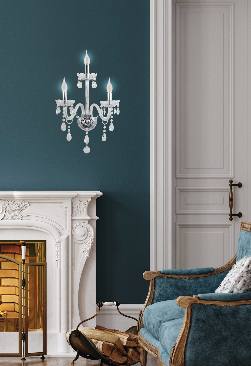 Cristallo lampa kinkiet chromowy 3x40W E14 transparentny